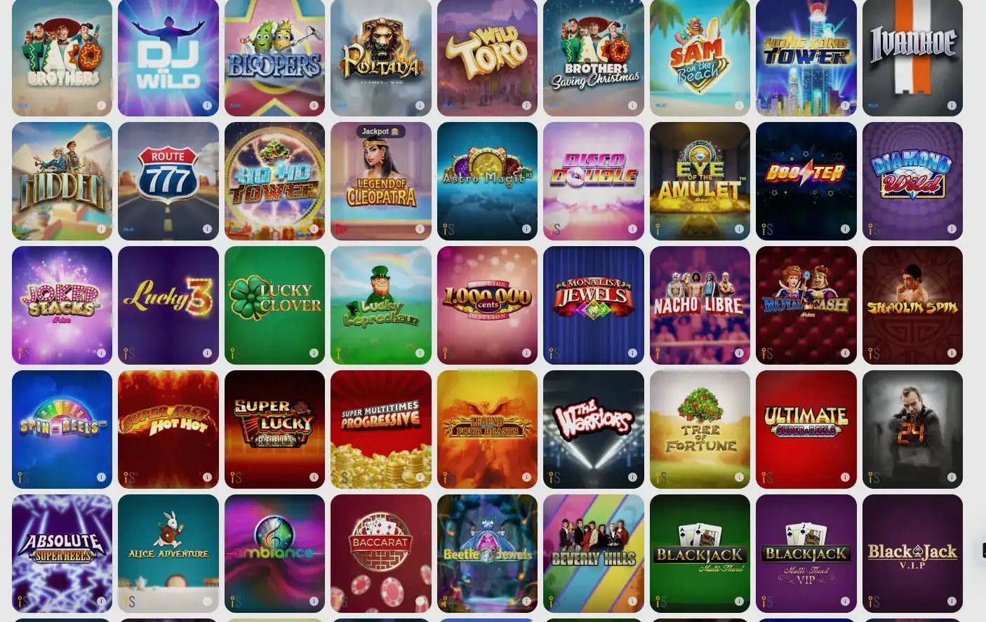 Интерфейс Monro casino с игровыми автоматами